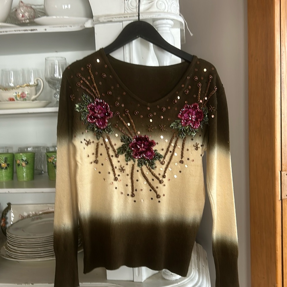 Vintage Beaded  hombre Sweater